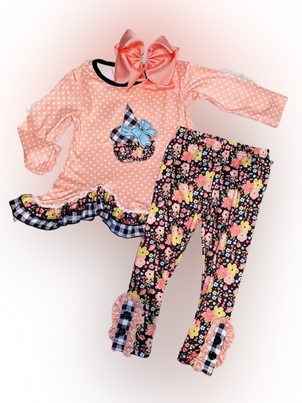 NEW Halloween Floral Witch’s Hat Ruffle 2 Piece Outfit Boutique Multiple Sizes